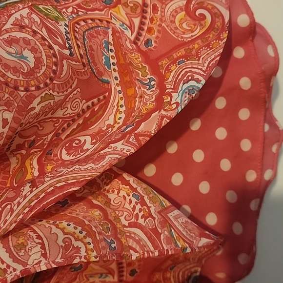 JONES NEW YORK Womans Skirtt Below Knee Skirt Pink Paisley Polka Dot 100% Silk - Picture 3 of 3